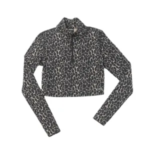 Women’s half zip full print crop long sleeve top