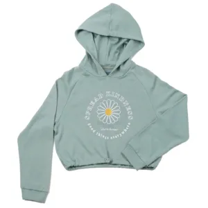 Organic cotton women‘s embroidery raglan sleeve crop hoodie